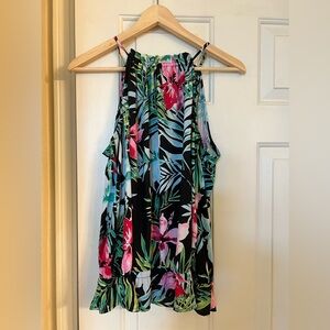 NEW YORK & COMPAN 7th Avenue New York & Co Multi-Black Tropical Print Top